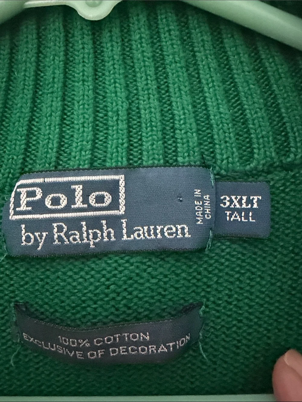 Polo by Ralph Lauren Green Half-Zip Knit Sweater with Orange Pony